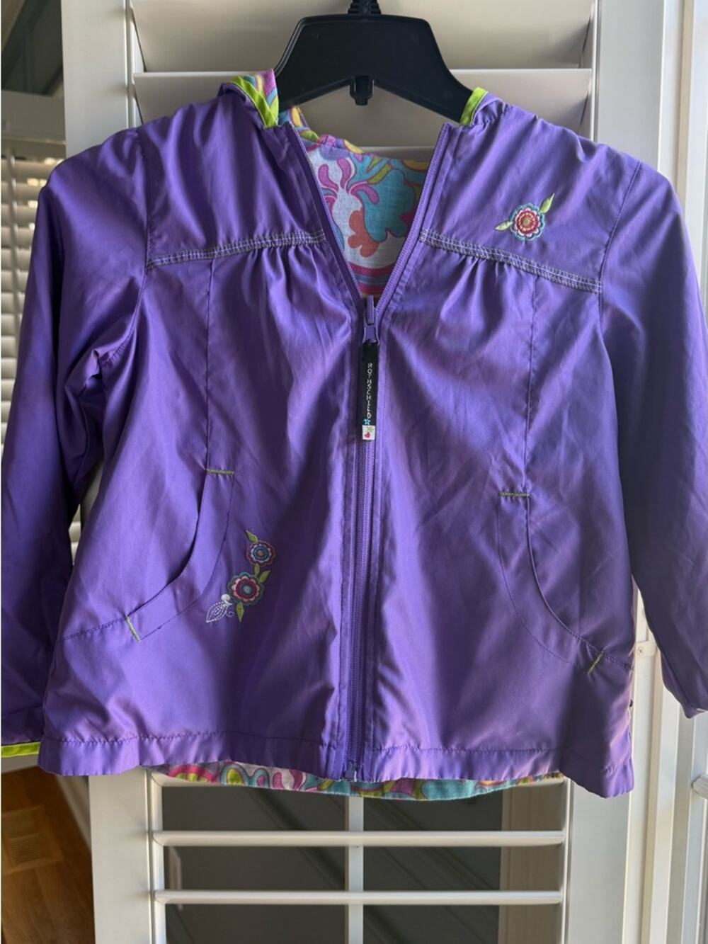 Rothschild Purple Kids Spring Reversible Jacket with Embroidered Details 5/6